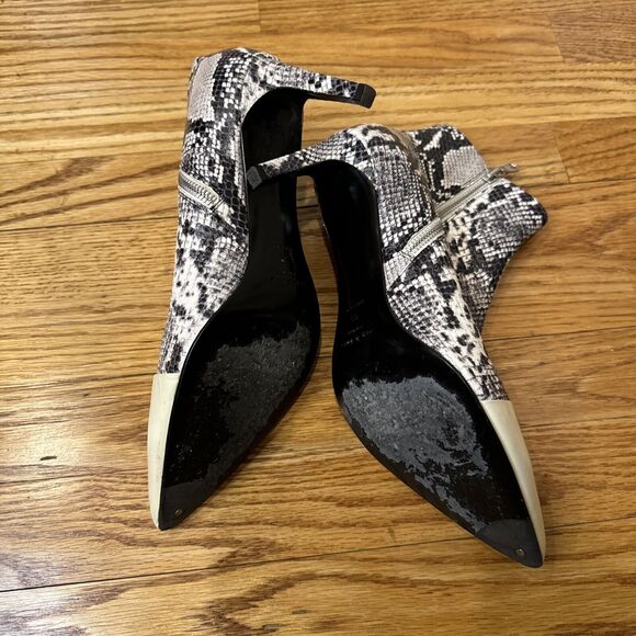 RAG & BONE 39 Beha Black and White Snakeskin Stiletto Ankle Boots 9 - Picture 4 of 7